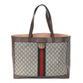 Gucci GG Supreme Monogram Web Ophidia Tote Brown