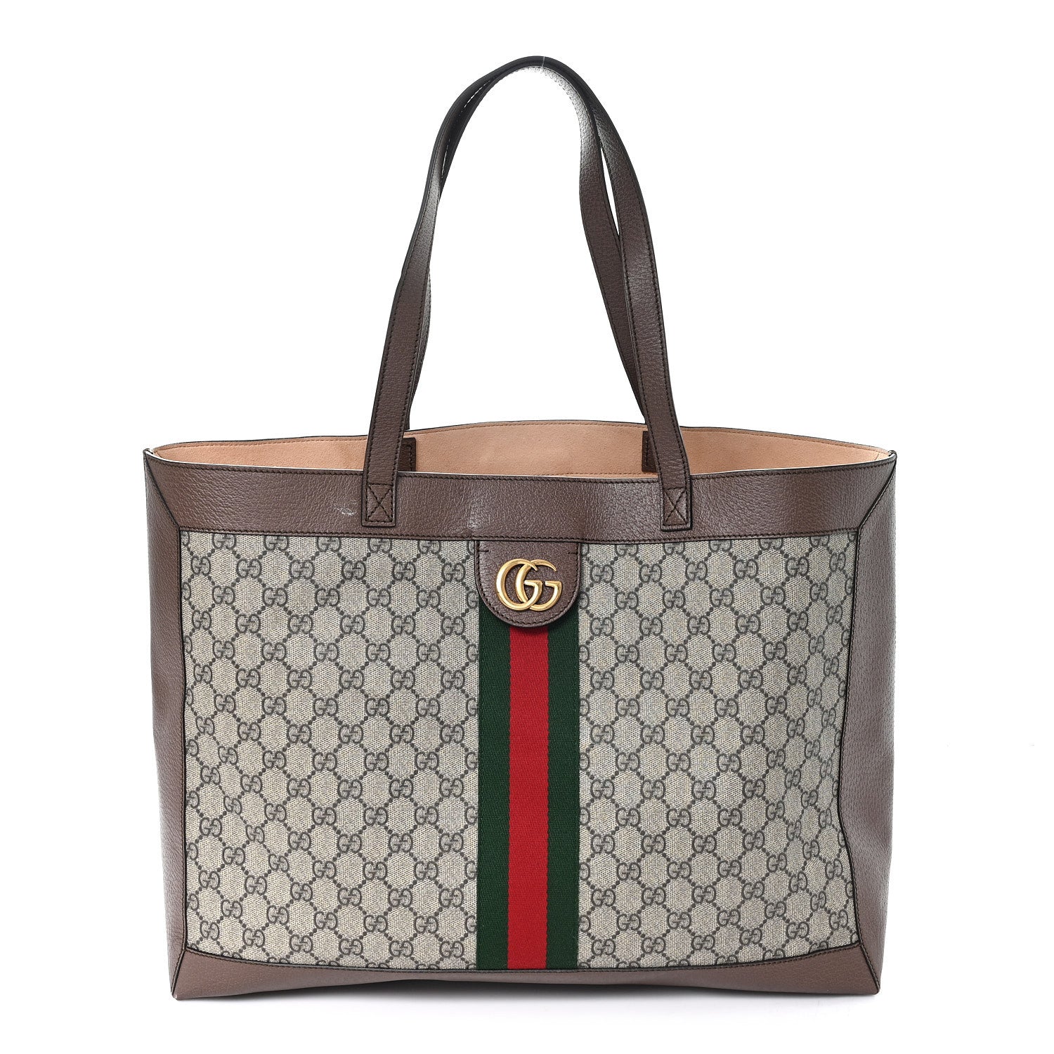 Gucci GG Supreme Monogram Web Ophidia Tote Brown