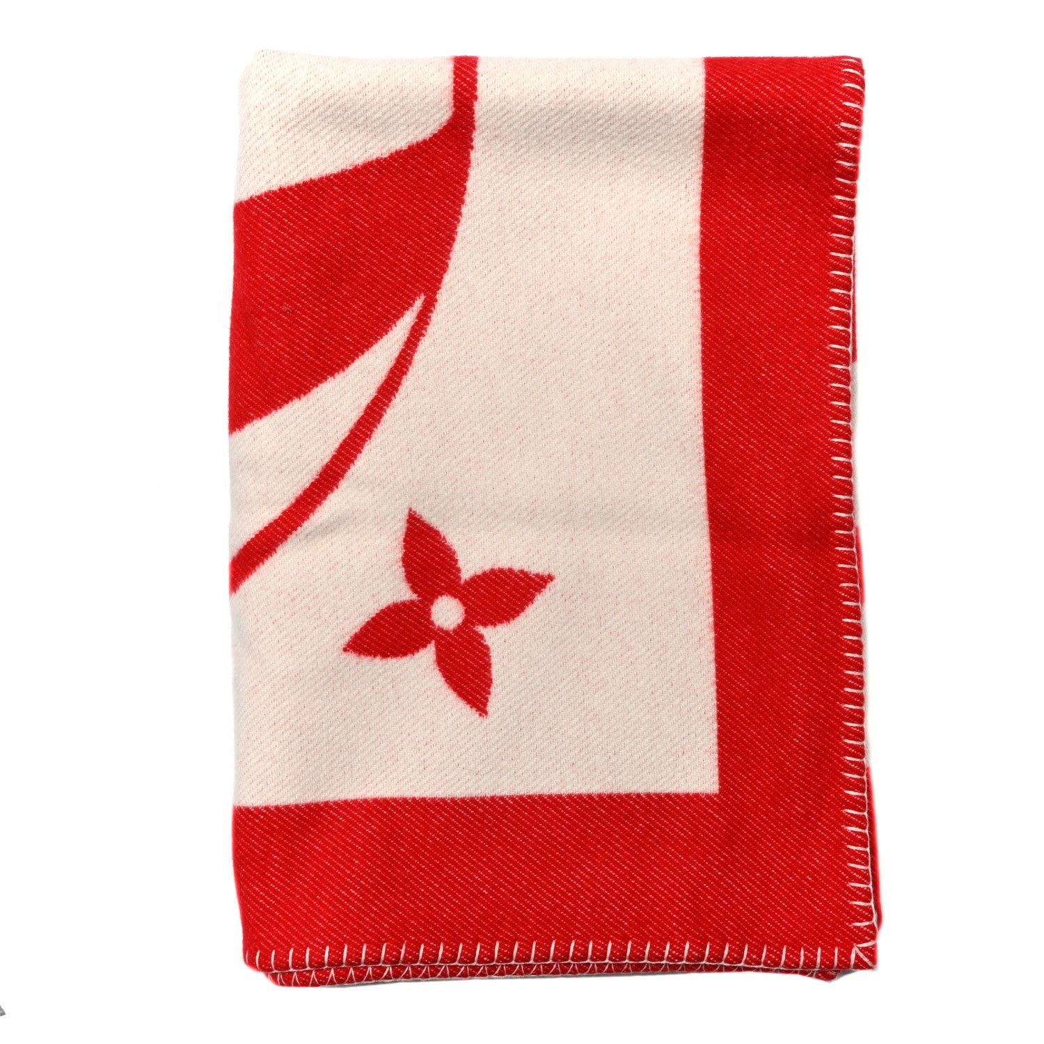 Louis Vuitton Wool Balloon Plaid Montgolf Blanket Red White