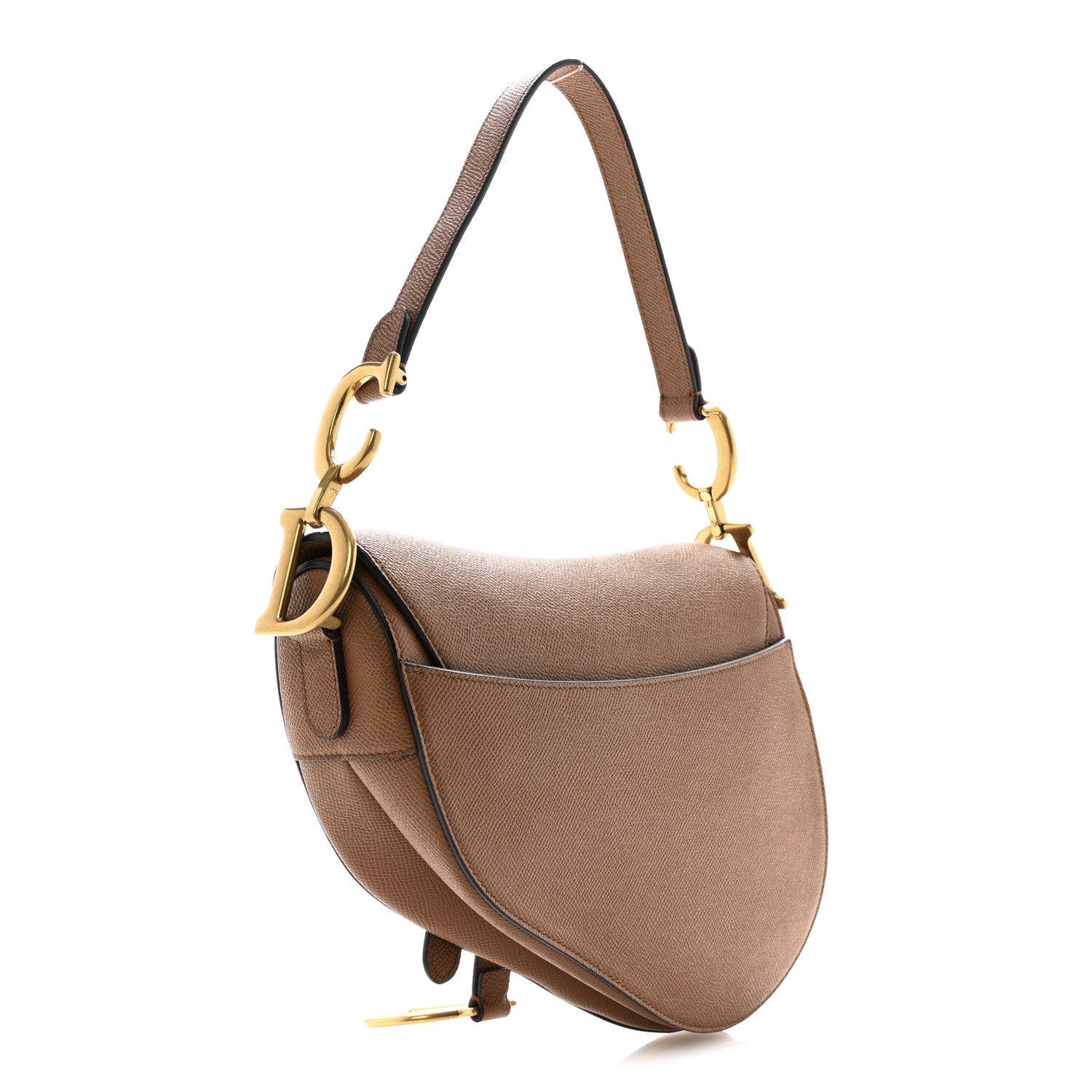 Christian Dior Grained Calfskin Saddle Bag Golden Saddle