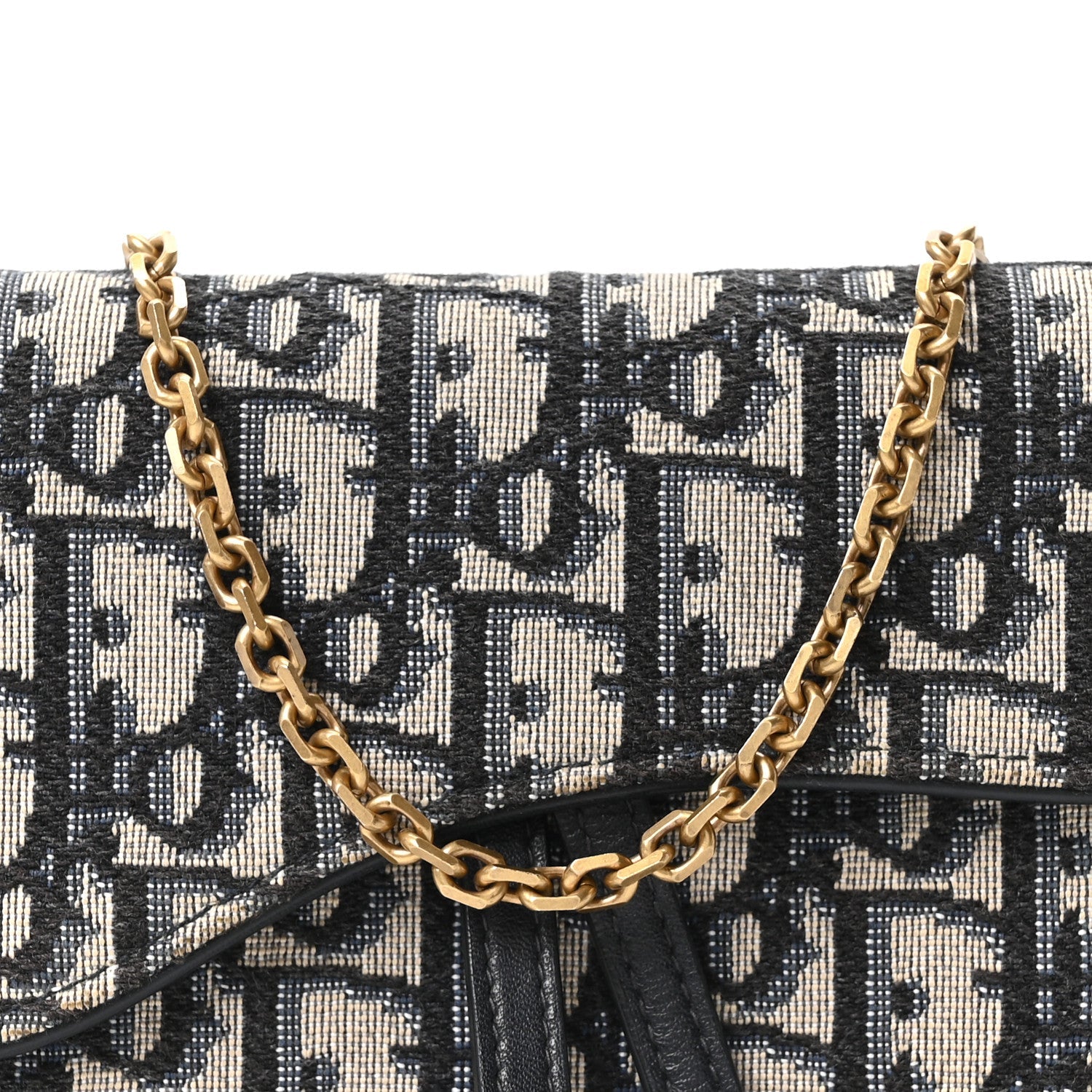 Christian Dior Oblique Saddle Chain Long Wallet Blue