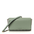 Gucci GG Supreme Monogram Textured Calfskin Emblem Wallet On Chain Sage Green