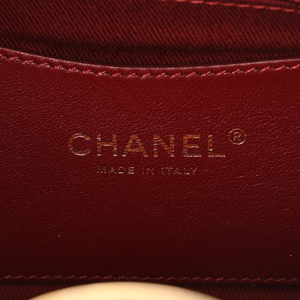 Chanel Aged Calfskin Quilted Medium Just Mademoiselle Bowling Bag Beige