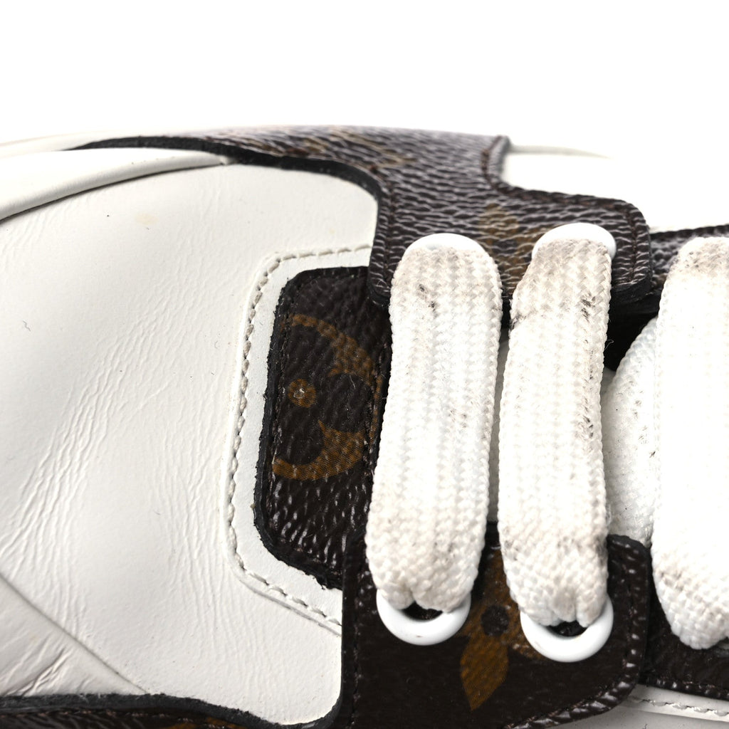 Louis Vuitton Calfskin Embossed Monogram Time Out Sneakers 36 White