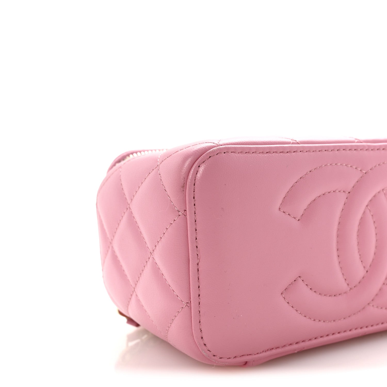 Chanel Lambskin Quilted Small Top Handle Vanity Case With Chain Pink