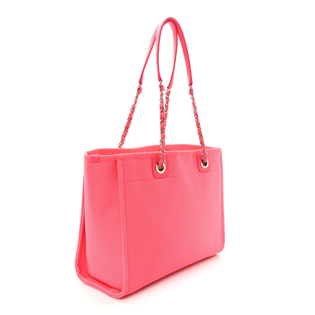 Chanel Mixed Fibers Calfskin Medium Deauville Tote Pink Orange