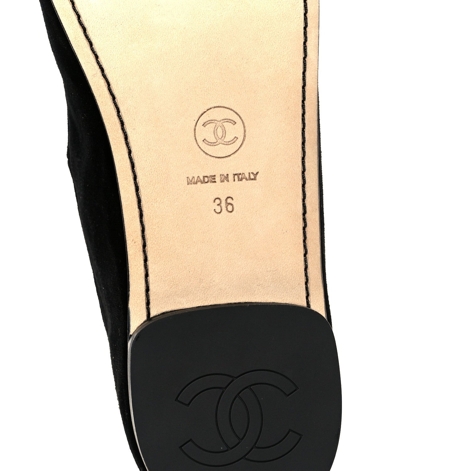 Chanel Velvet Mary Jane Flats 36 Black