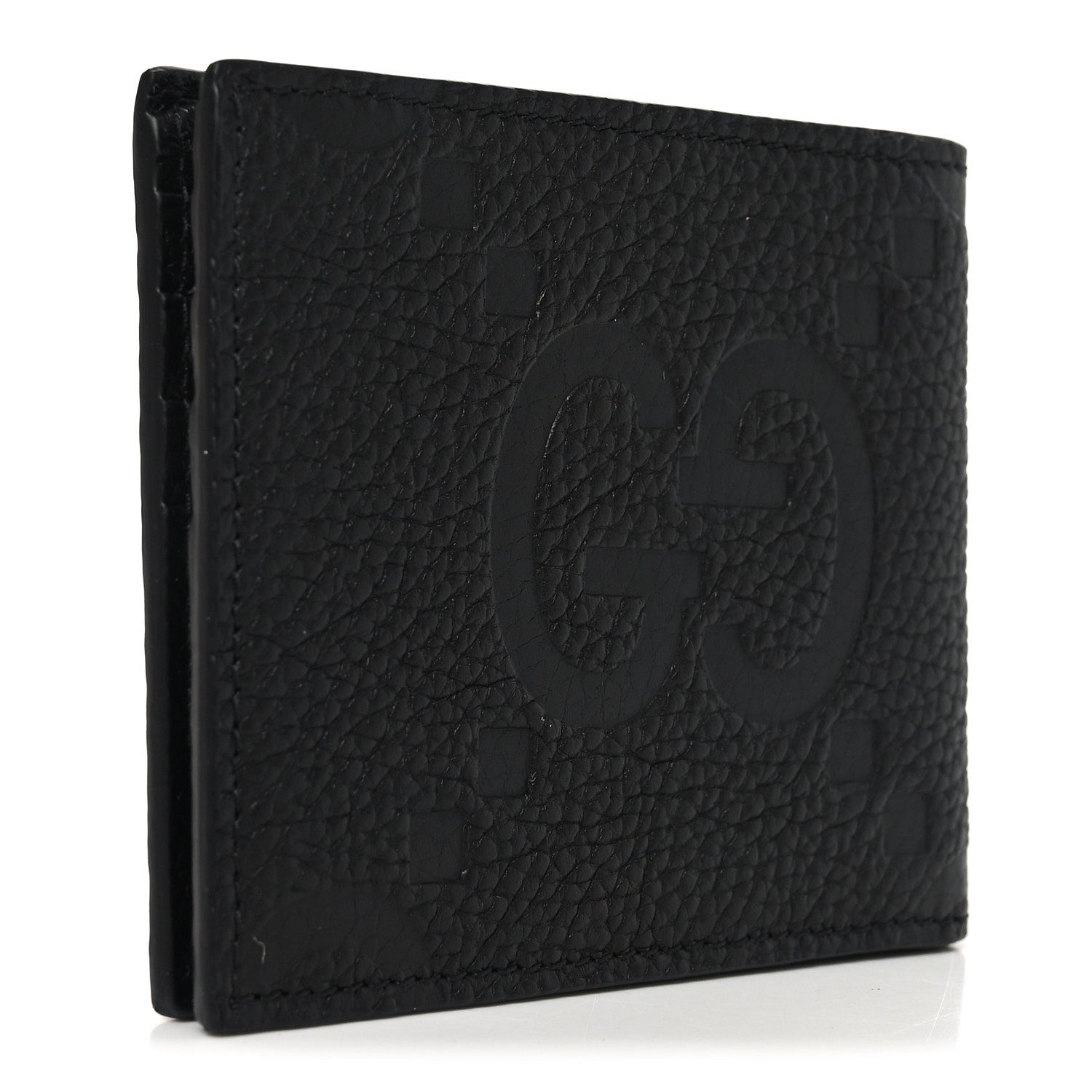 Gucci Piuma Calfskin Jumbo GG Embossed Wallet Black