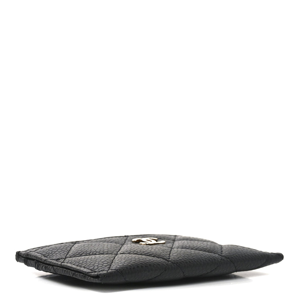 Caviar Quilted Card Holder Black