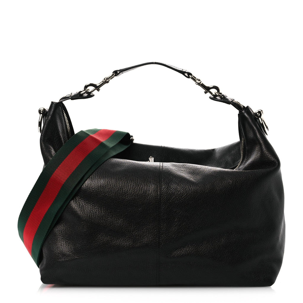 Gucci Grained Calfskin Medium Brea Crossbody Bag Black