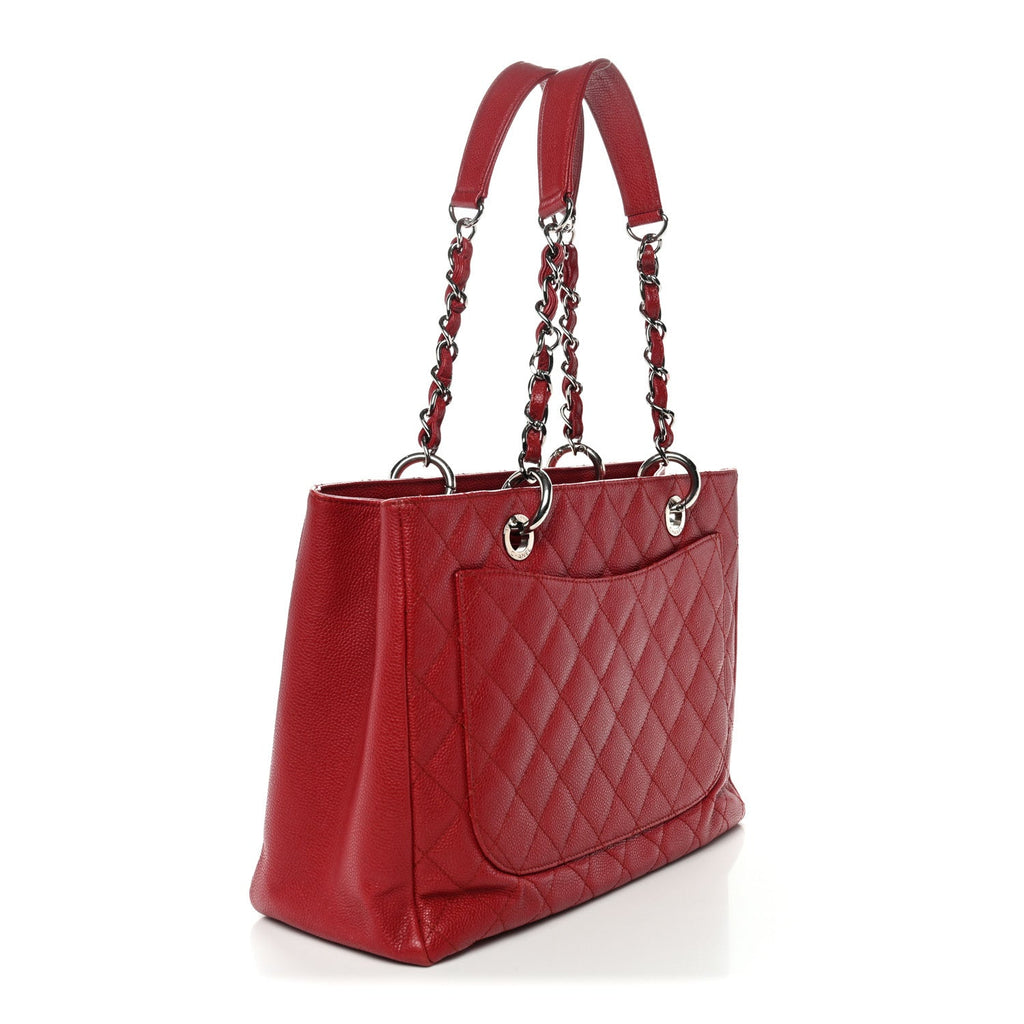 Chanel Caviar Quilted Grand Shopping Tote GST Red