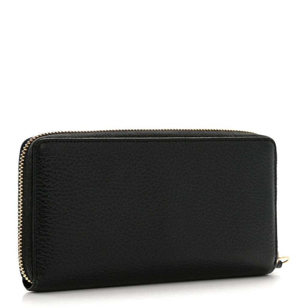 Gucci Dollar Calfskin GG Marmont Zip Around Wallet Black