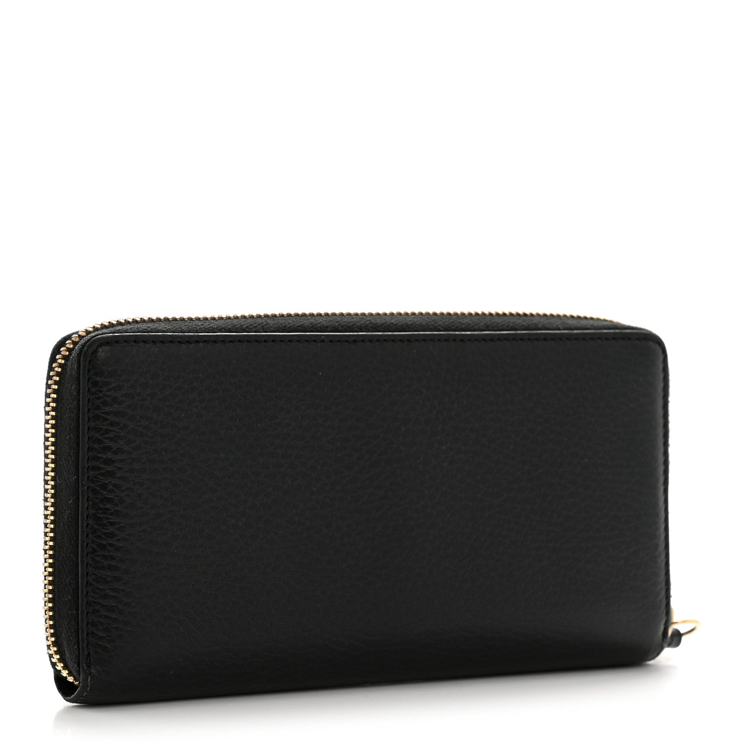 Gucci Dollar Calfskin GG Marmont Zip Around Wallet Black