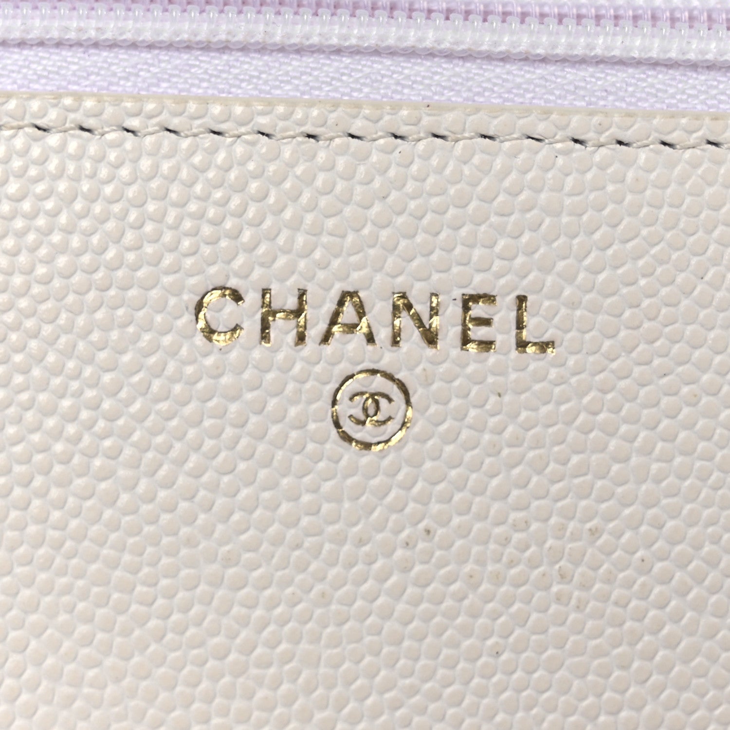 Chanel Caviar Quilted Perforated Metal CC Wallet On Chain WOC White