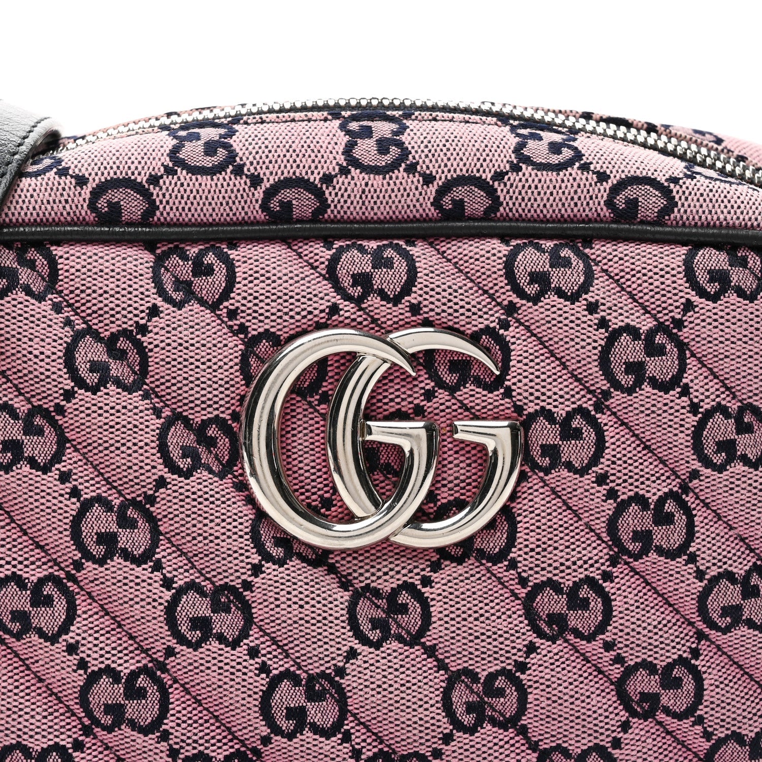Gucci Monogram Multicolor Matelasse Diagonal Small GG Marmont Chain Shoulder Bag Pink Blue