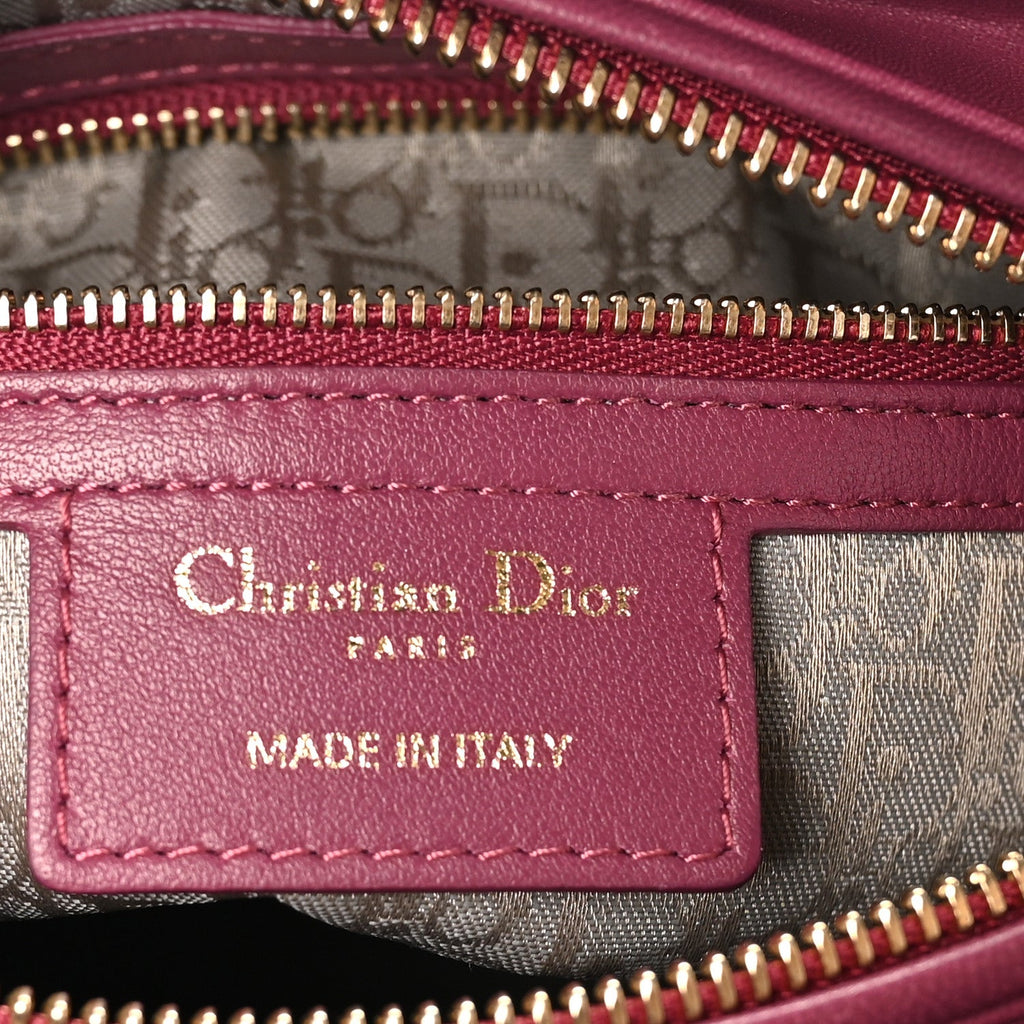 Christian Dior Lambskin Cannage Medium Lady Dior Purple