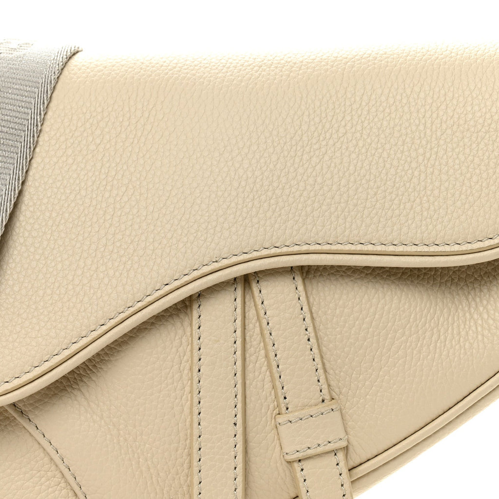 Christian Dior Grained Calfskin Mens Mini Saddle Bag Latte