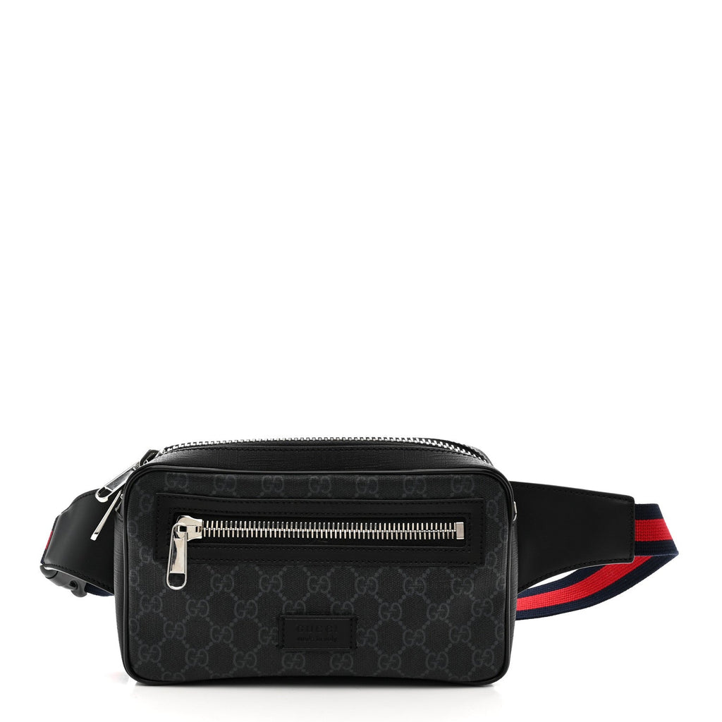 Gucci Soft GG Supreme Monogram Web Belt Bag Black Grey