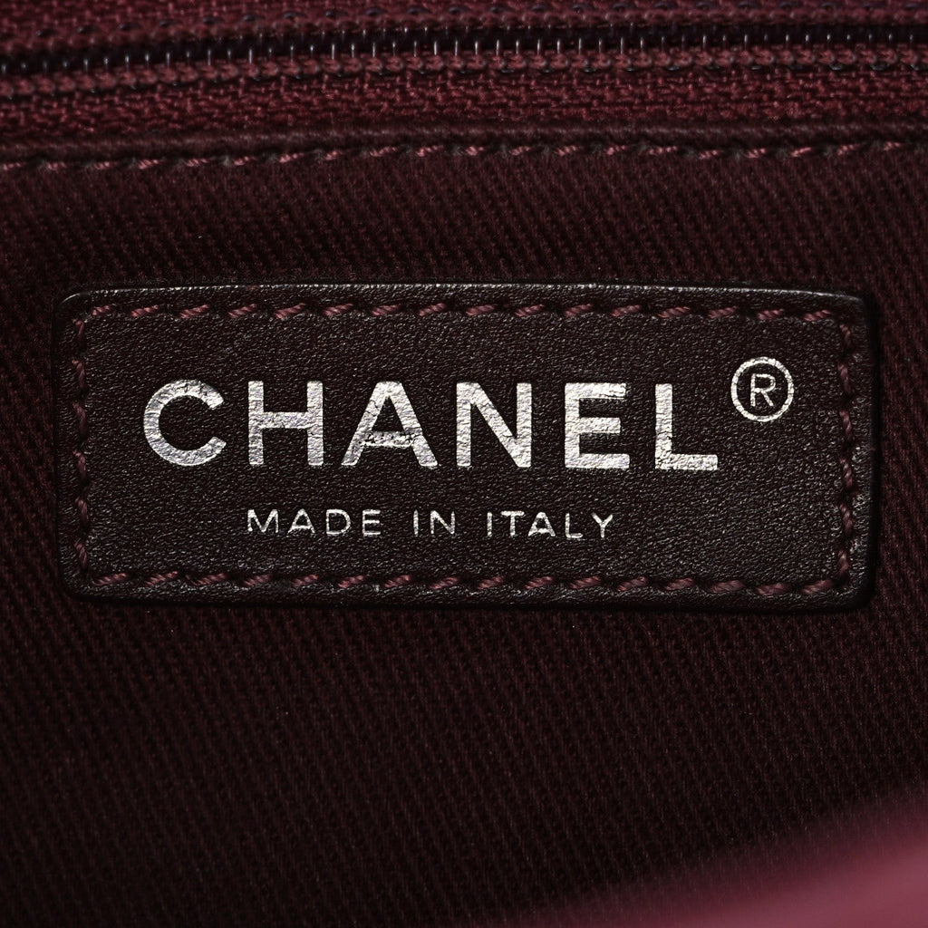 Chanel Lambskin Quilted Medium Tri-Color Flap Burgundy Dark Pink