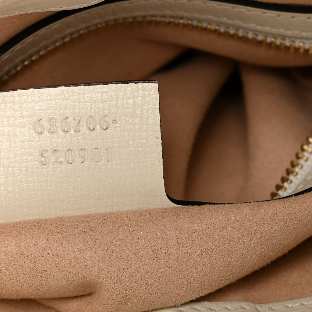 Gucci GG Supreme Monogram Azalea Calfskin Web Small Jackie 1961 Hobo Beige Ebony Mystic White