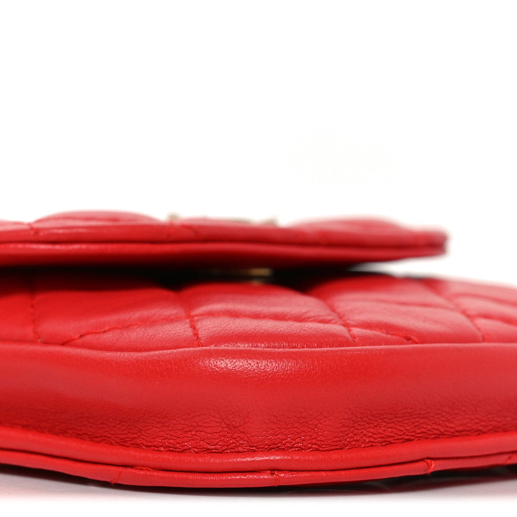 Chanel Lambskin Quilted Pearl Crush Waist Bag Red