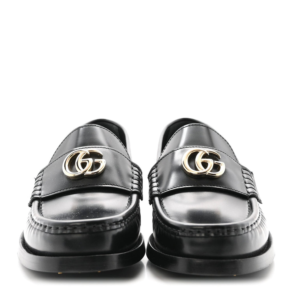 Gucci Calfskin Millennial Ribot Womens GG Loafers 36 Black