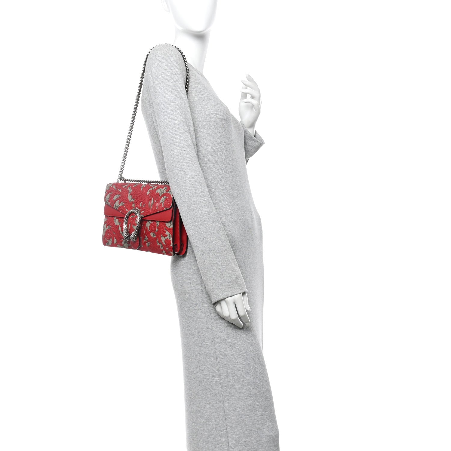 Gucci GG Supreme Monogram Arabesque Dionysus Shoulder Bag Hibiscus Red