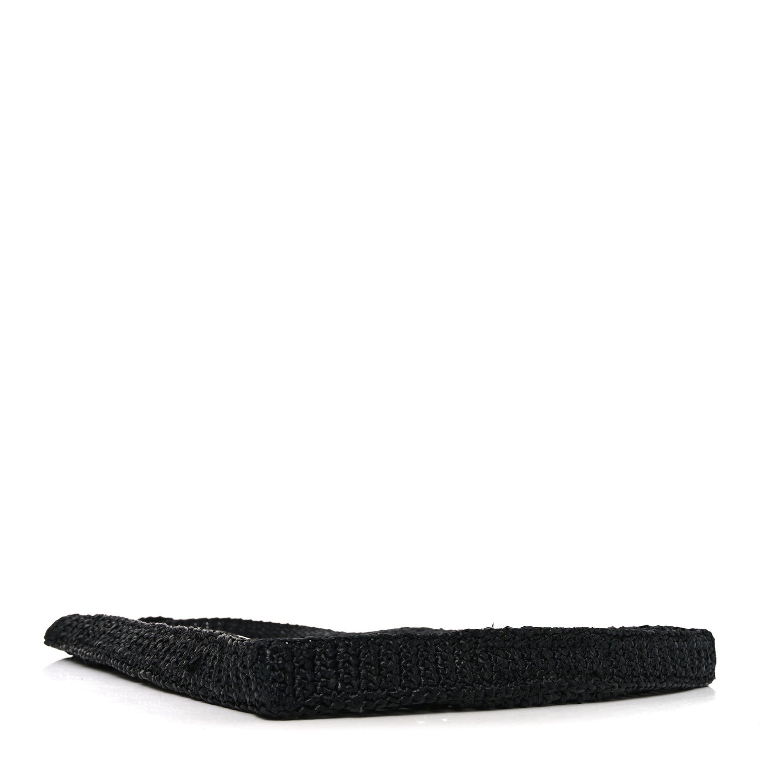 Prada Yarn Raffia Effect Crochet Logo Embroidered Tote Bag Black