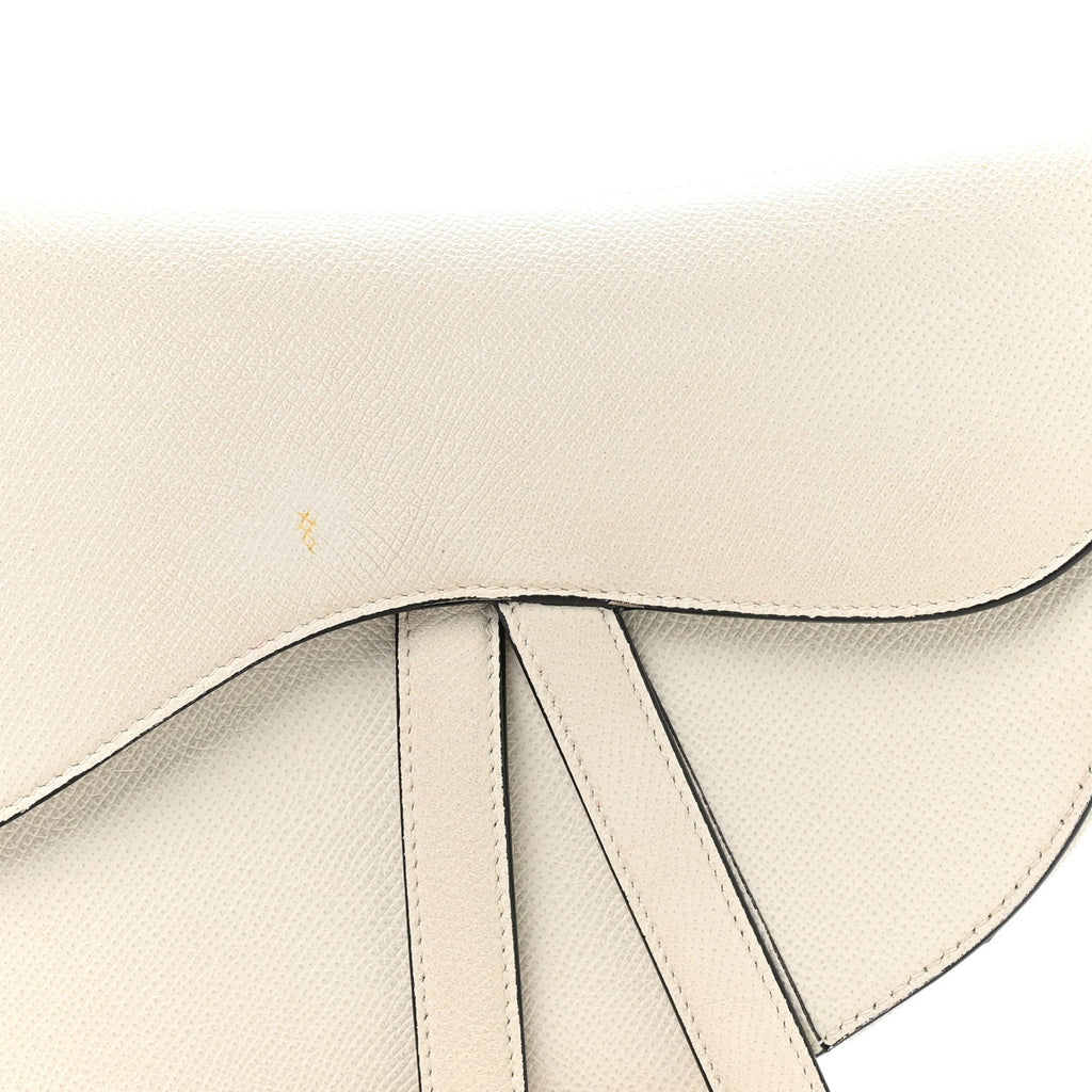 Christian Dior Grained Calfskin Saddle Bag White