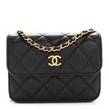 Chanel Lambskin Quilted Pearl Crush Flap With Chain Black