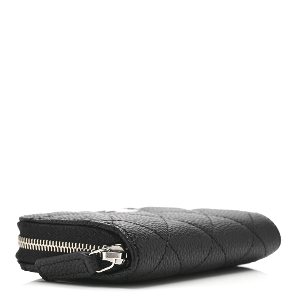 Caviar Quilted Zip Coin Purse Black