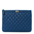 Caviar Quilted Medium Boy Cosmetic Case Blue