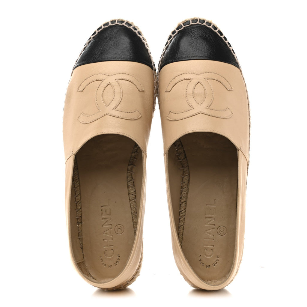 Lambskin CC Espadrilles 40 Beige Black