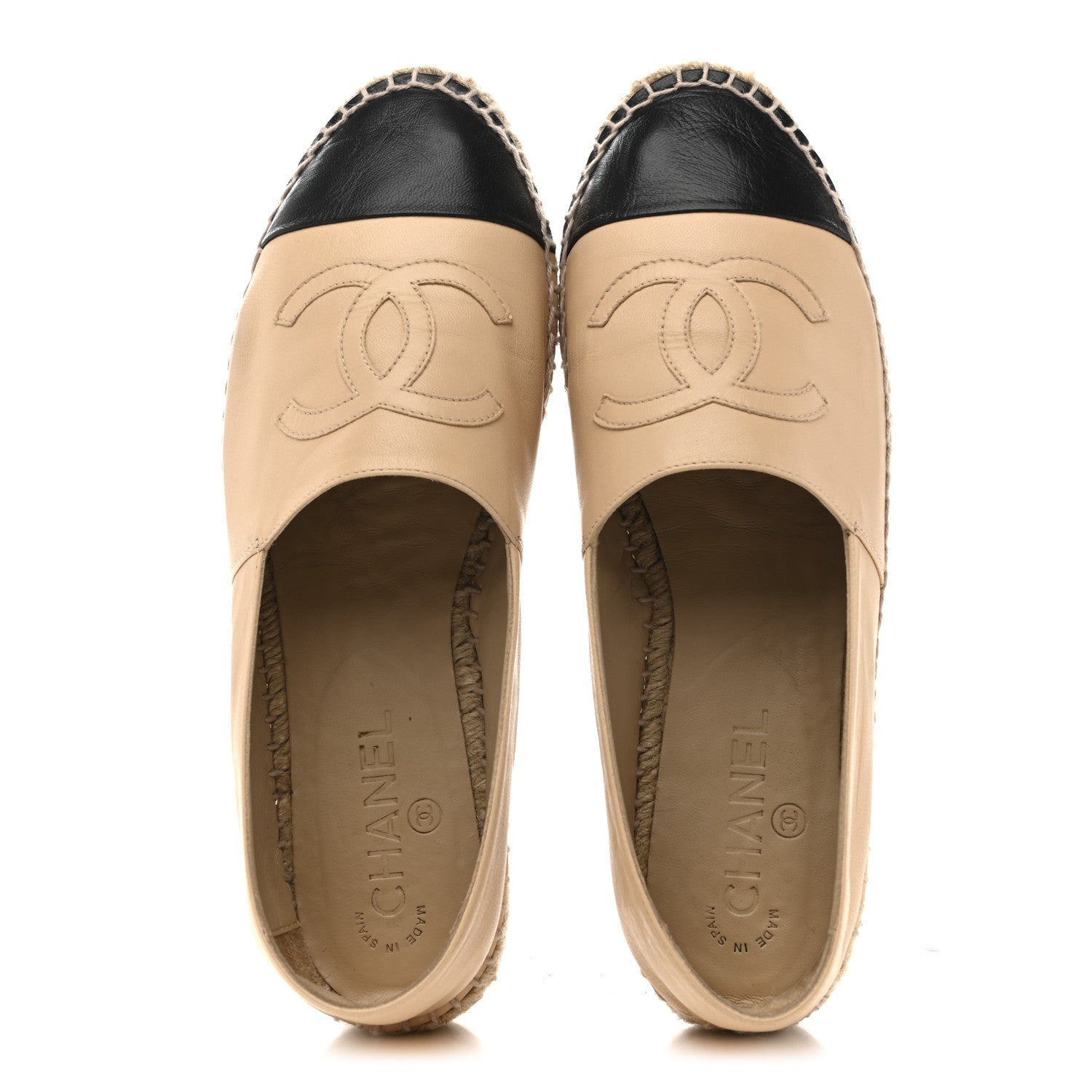 Lambskin CC Espadrilles 40 Beige Black