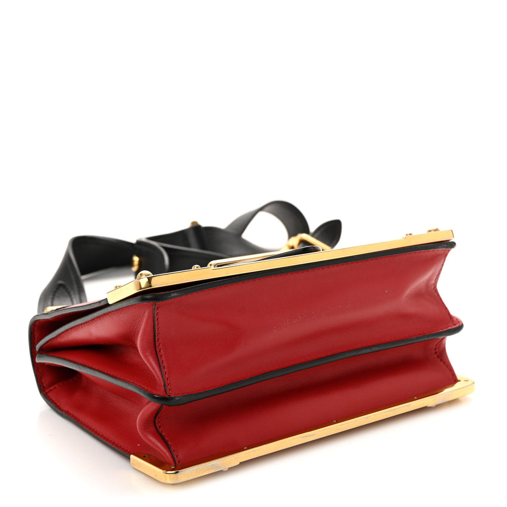Prada City Calfskin Saffiano Cahier Bag Fuoco Black