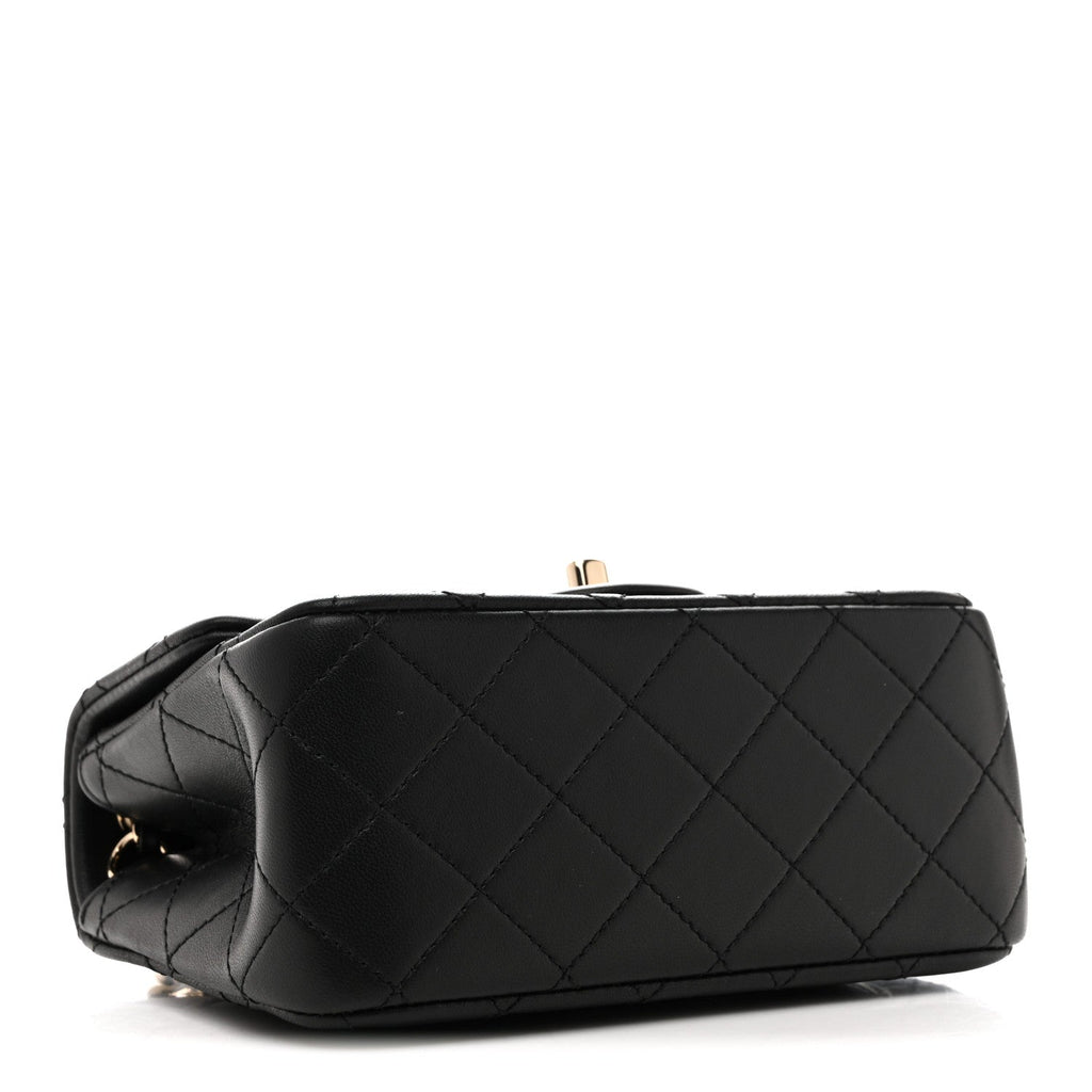 Chanel Lambskin Quilted Enamel Mini Pearl Crush Flap Black