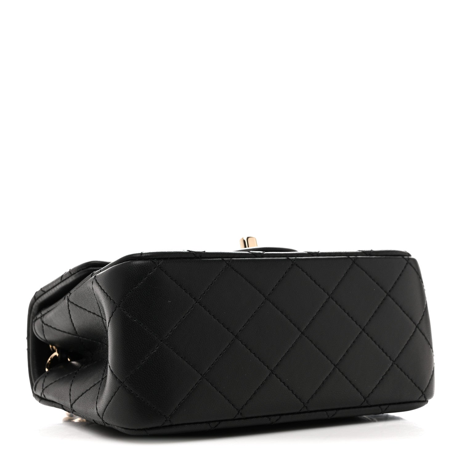 Chanel Lambskin Quilted Enamel Mini Pearl Crush Flap Black