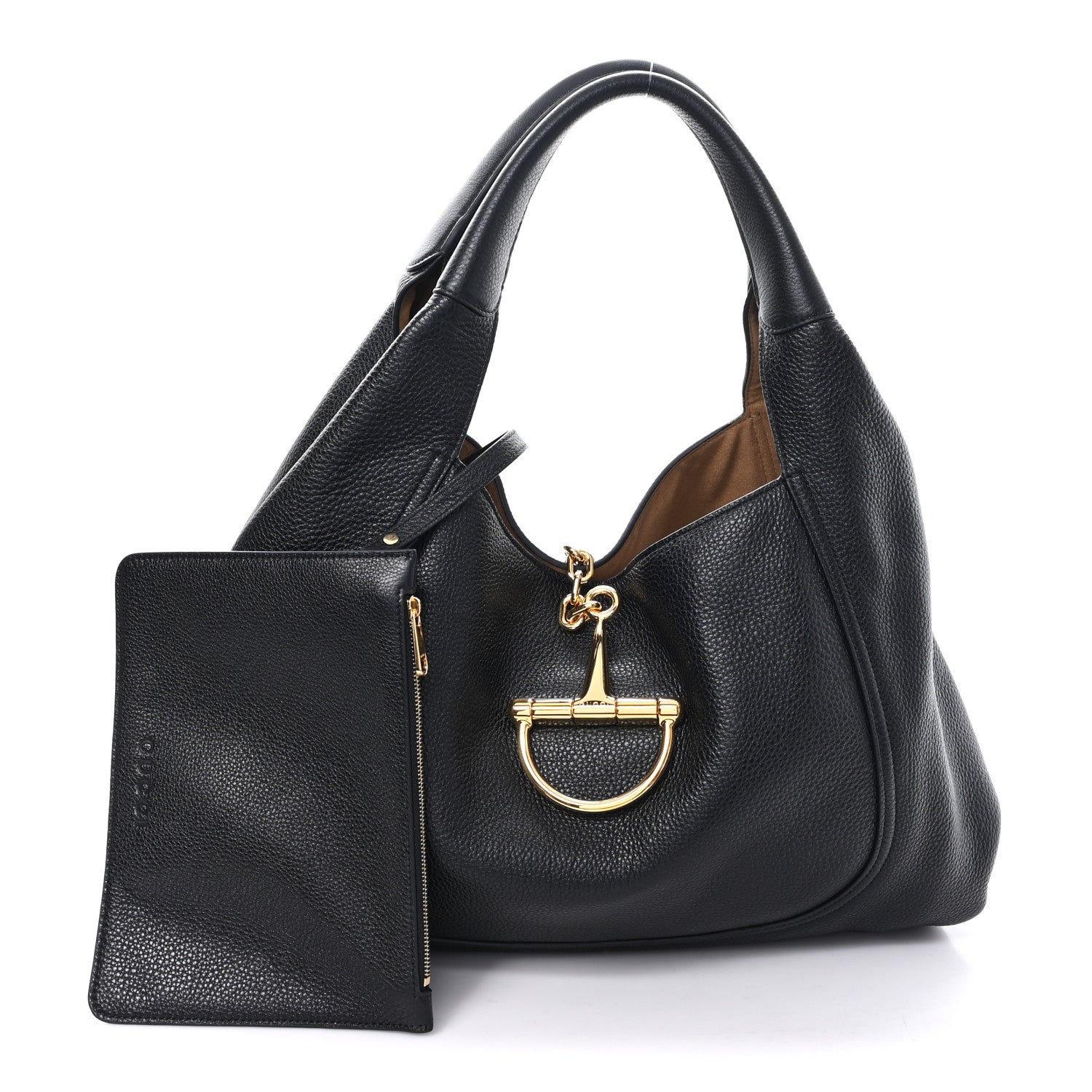 Gucci Grained Calfskin Softbit Maxi Shoulder Bag Black