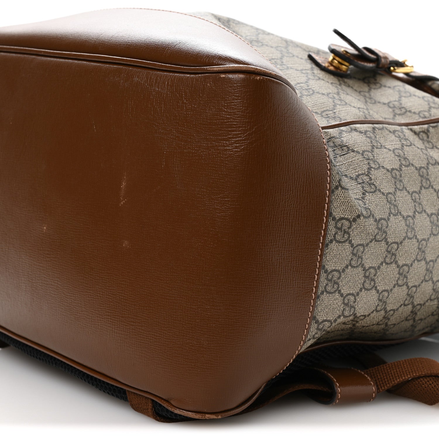 Gucci GG Supreme Monogram Azalea Calfskin Medium Retro Interlocking G Buckle Backpack Beige Ebony Brown Sugar