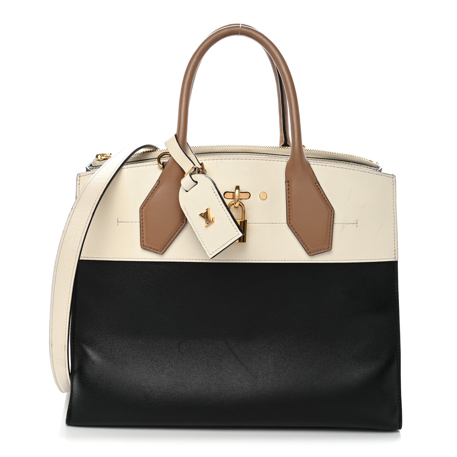 Louis Vuitton Taurillon City Steamer MM Creme Beige Black