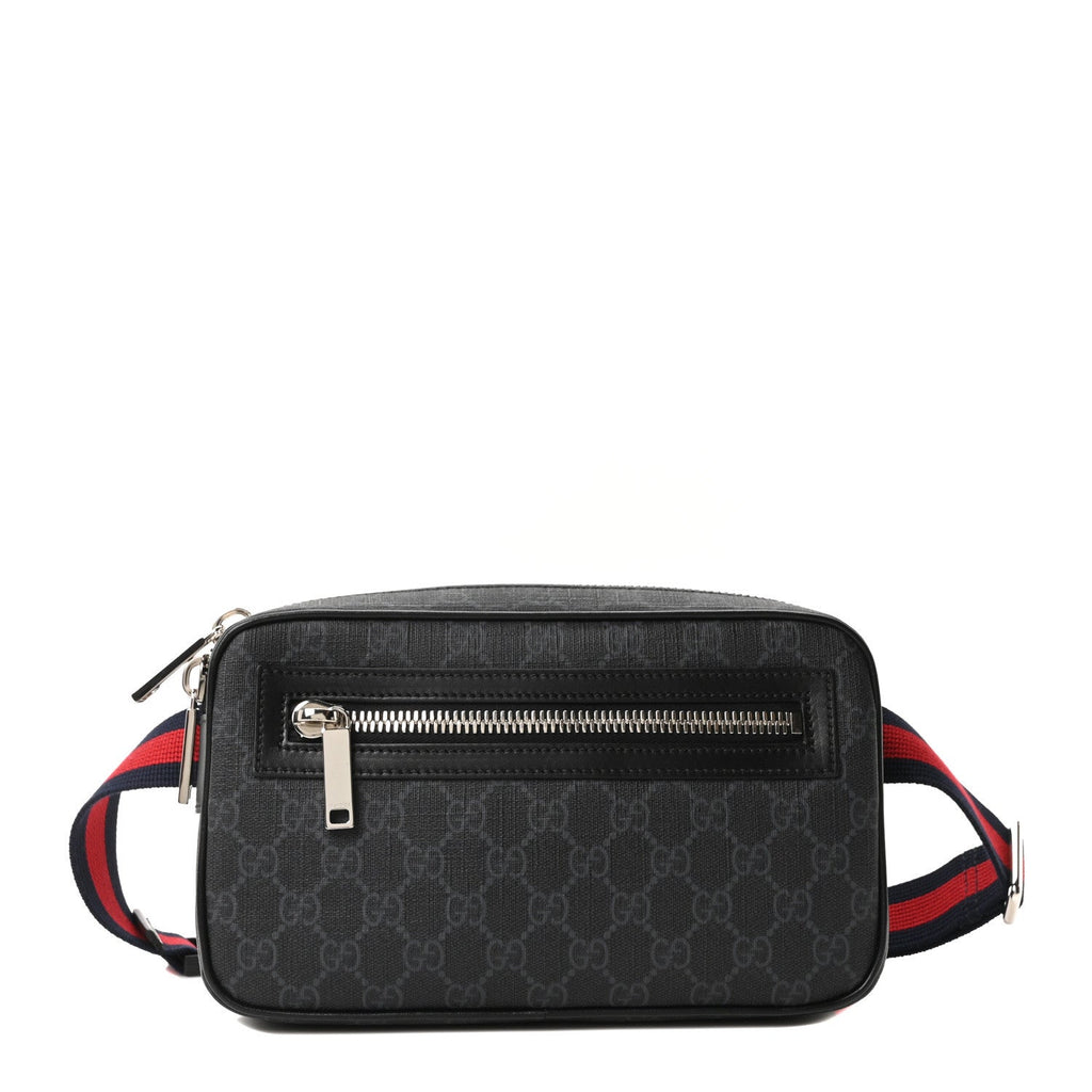Gucci Soft GG Supreme Monogram Web Belt Bag Black Grey