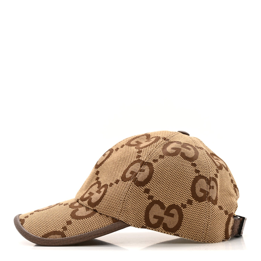 Gucci Monogram Jumbo GG Baseball Hat XS Camel Ebony