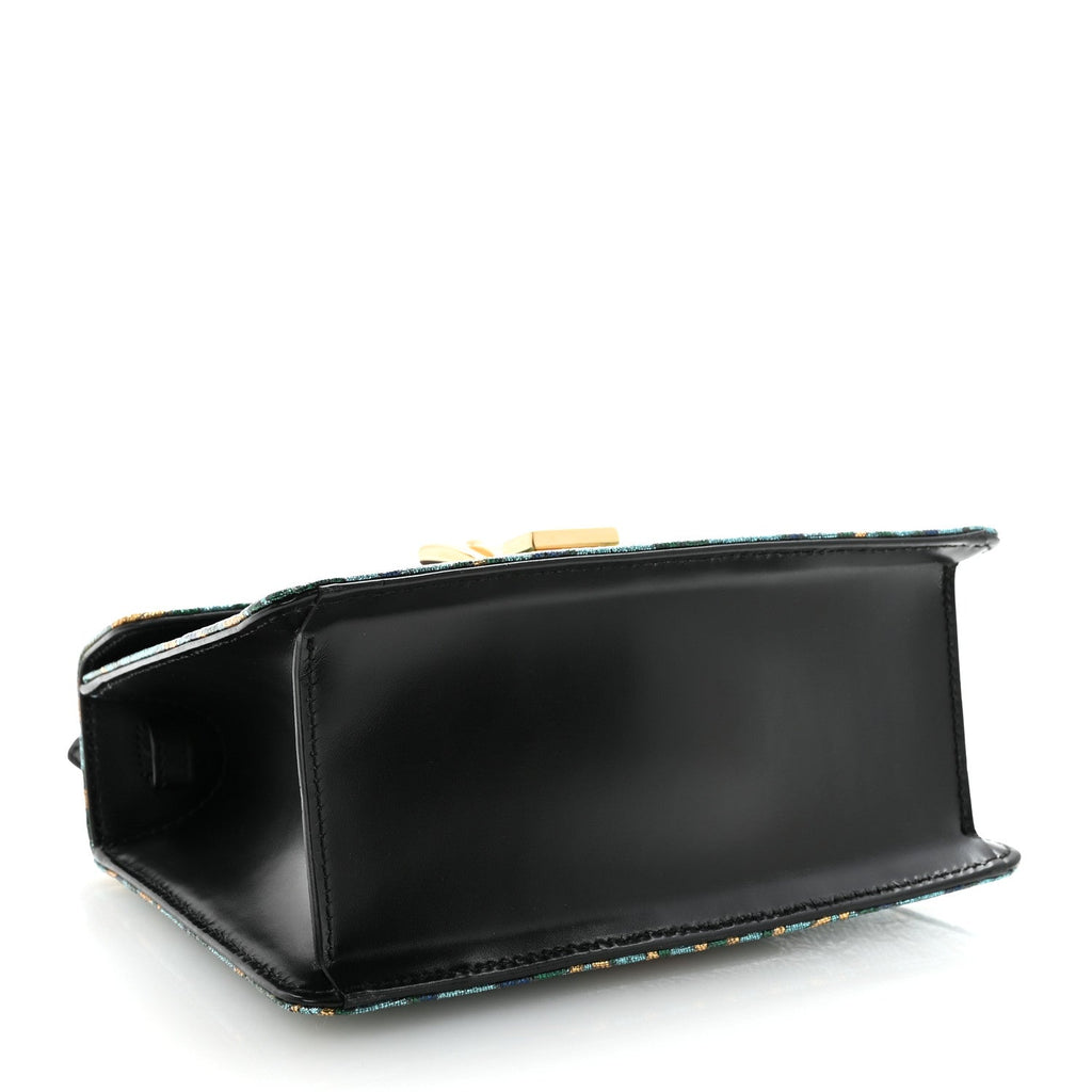 Gucci Iridescent Brocade Mini Sylvie Top Handle Bag Azure
