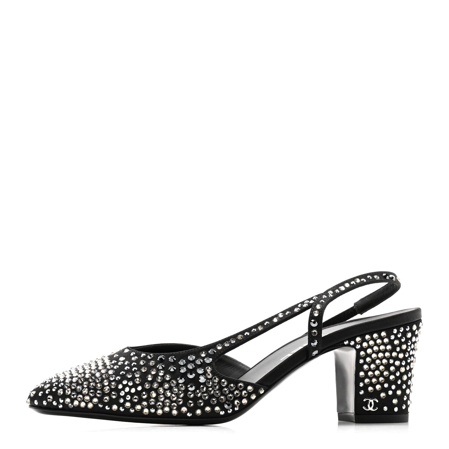 Chanel Strass Cap Toe CC Slingback Pumps 39.5 Black