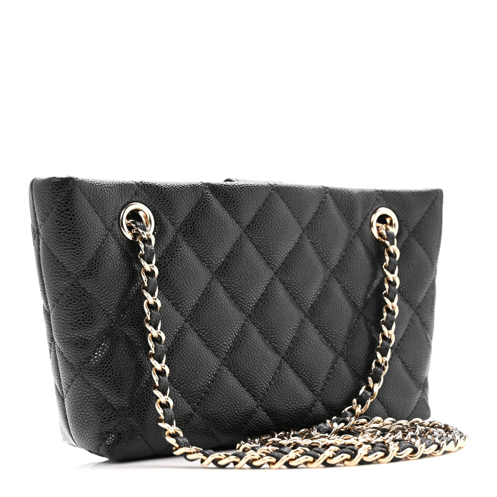 Chanel Caviar Quilted Classic Clutch Tote With Chain Black