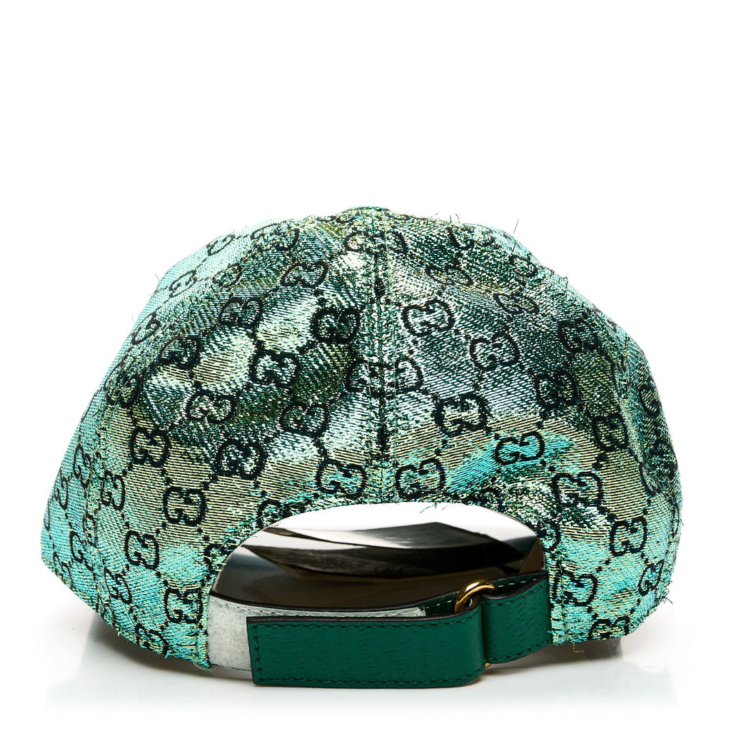 Gucci Silk Blend Jacquard Monogram Santa Barbara Baseball Hat S Green Black Radiant