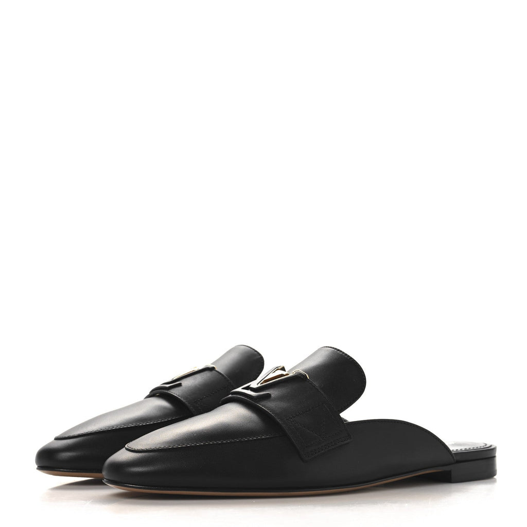 Louis Vuitton Calfskin LV Mare Open Back Loafers 40 Black