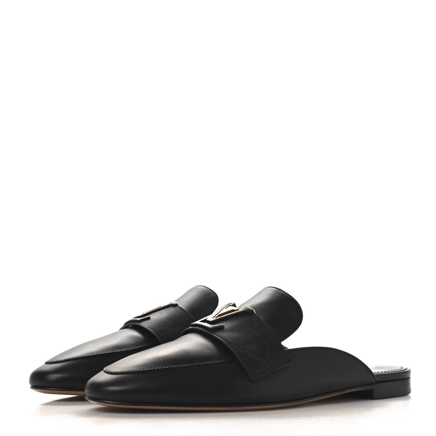 Louis Vuitton Calfskin LV Mare Open Back Loafers 40 Black