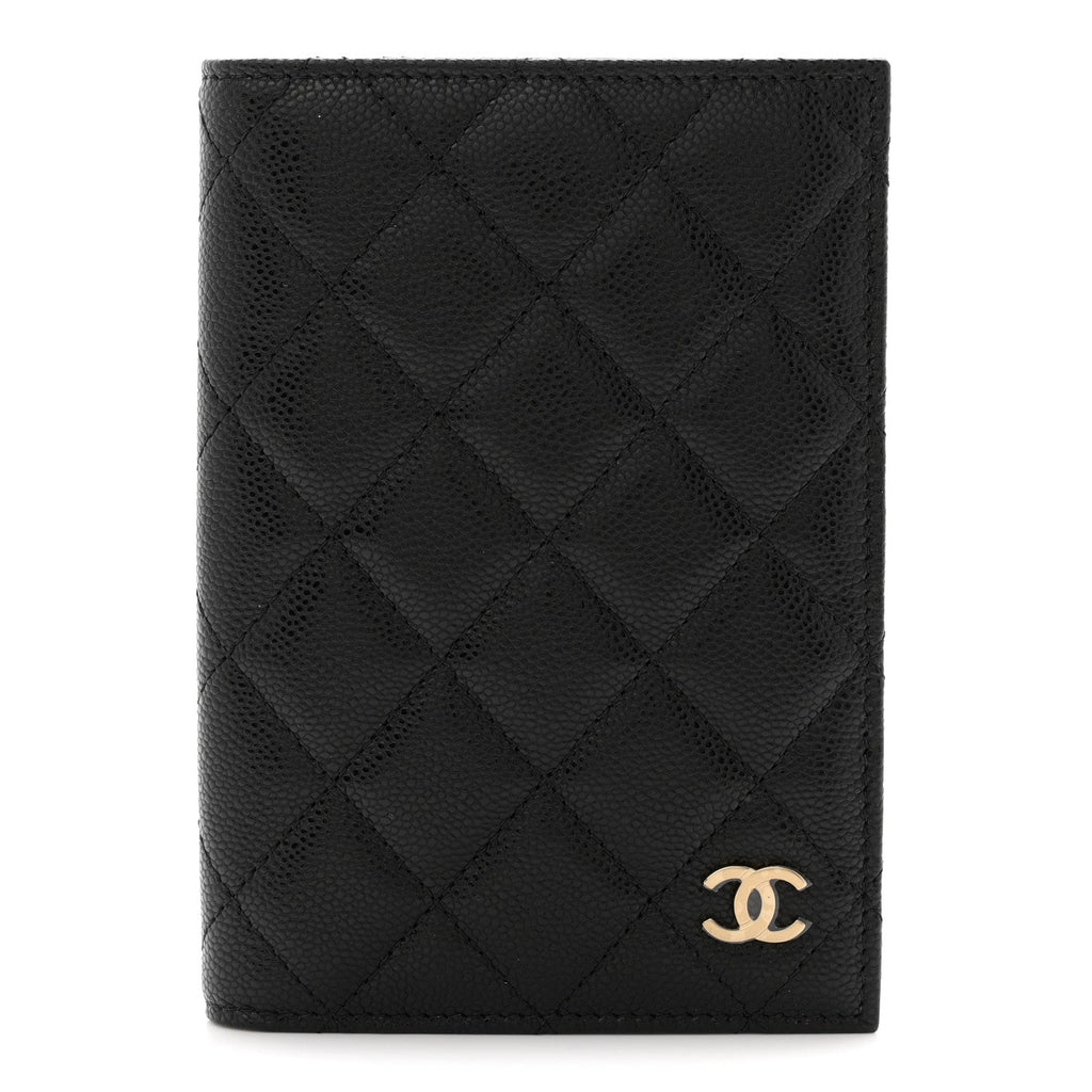 Caviar Quilted Passport Holder Black
