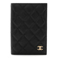 Caviar Quilted Passport Holder Black